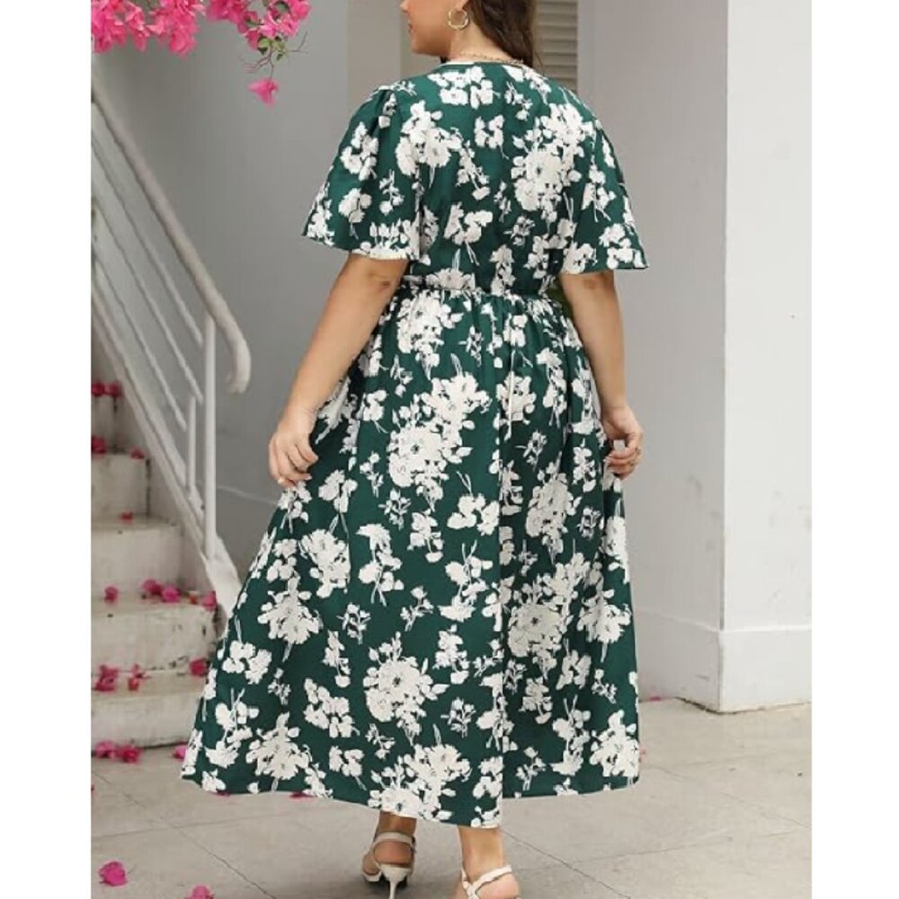 Floral Print Boho Cottagecore Maxi Dress Sundress With Pockets Sz 24 - Picture 3 of 13